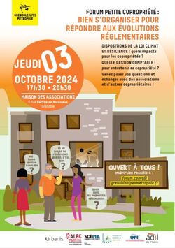 Forum Petites copropriétés BIEN S'ORGANISER POUR RÉPONDRE AUX ÉVOLUTIONS RÉGLEMENTAIRES