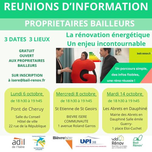 Vous êtes bailleur et souhaitez valoriser votre patrimoine tout en contribuant à la transition énergétique ? Ces réunions sont faites pour vous !